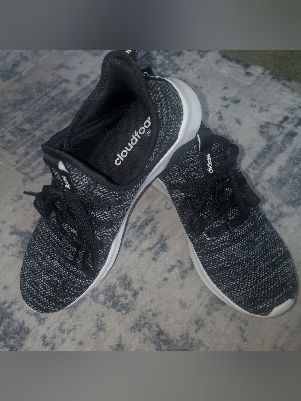 adidas Women’s Black Knit Casual Sneakers - Picture 2 of 6